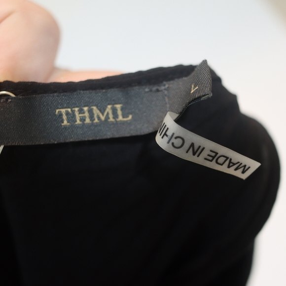 THML/ANTHROPOLOGIE  Art Effect Embroidered Top Size L Open Back Black NEW - Picture 9 of 15